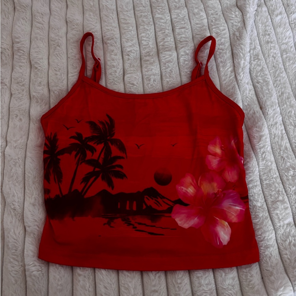 Orange Tropical Print Women's Top